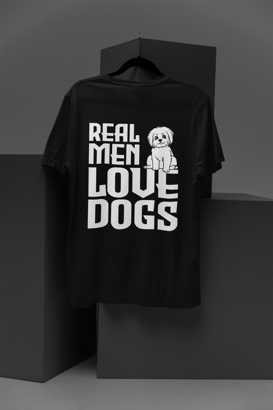 Man's Tiny Best Friend - 'Real Men Love Dogs' Humor Tee