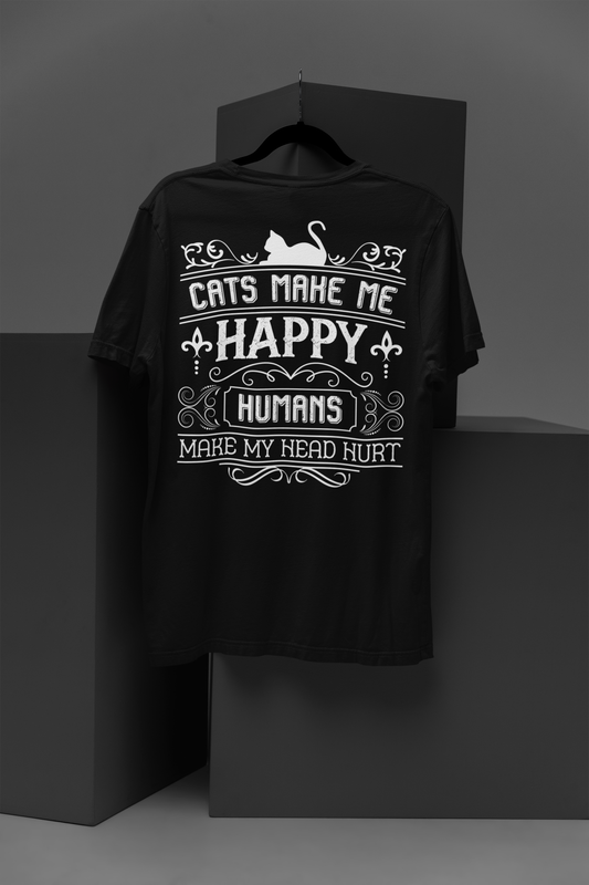 Vintage Feline Bliss Tee - Retro Typography And Cat Lover's Charm
