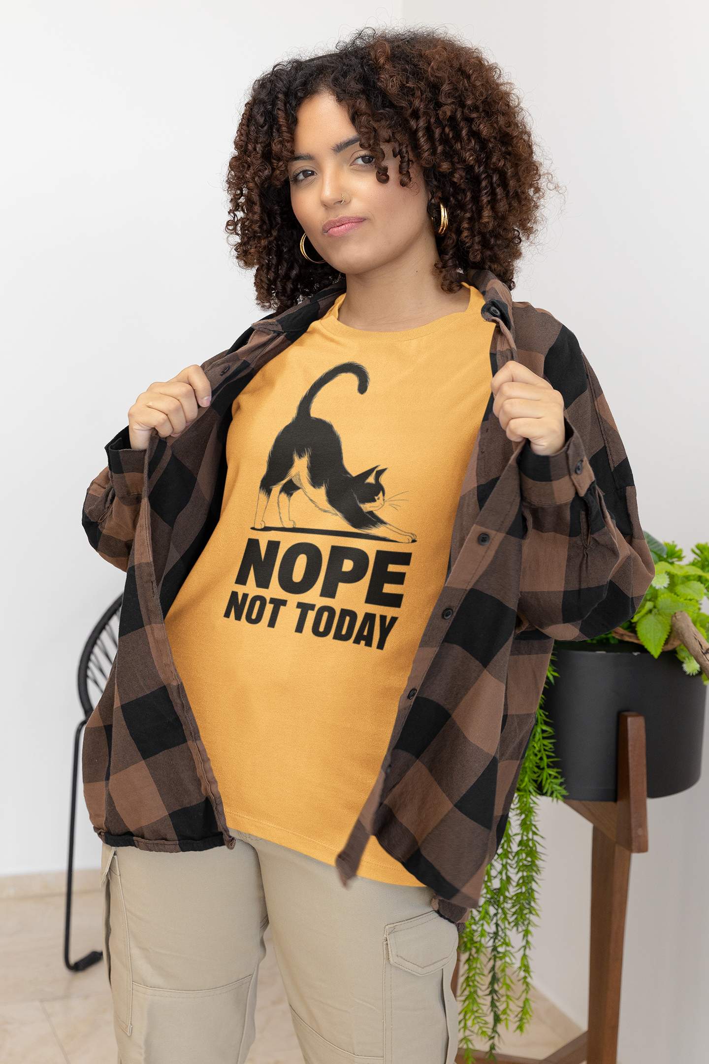 Nope, Not Today Cat - Anime-Style Attitude Tee
