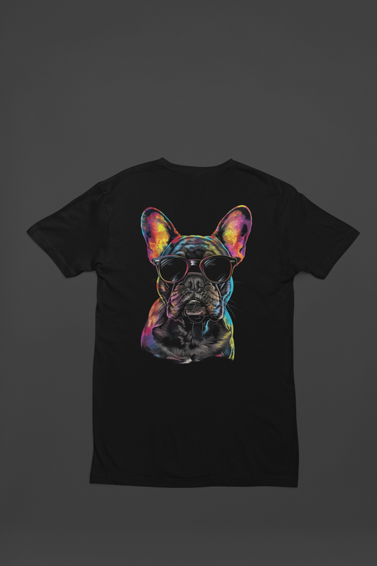 Vibrant Pup Tee 🕶️ - Frenchie Charm with a Colorful Twist!