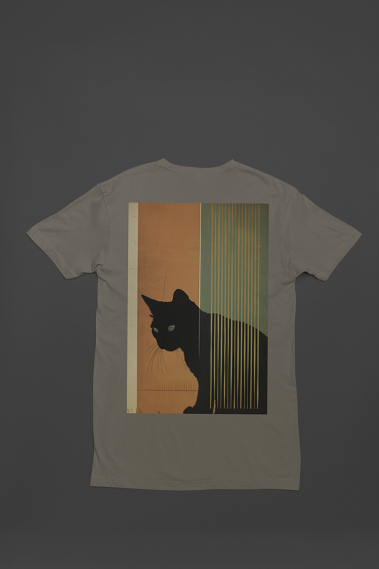🌗 'Nocturnal Gaze' Cat Tee - Artistic Whiskers &amp; Midnight Mystery 🐾