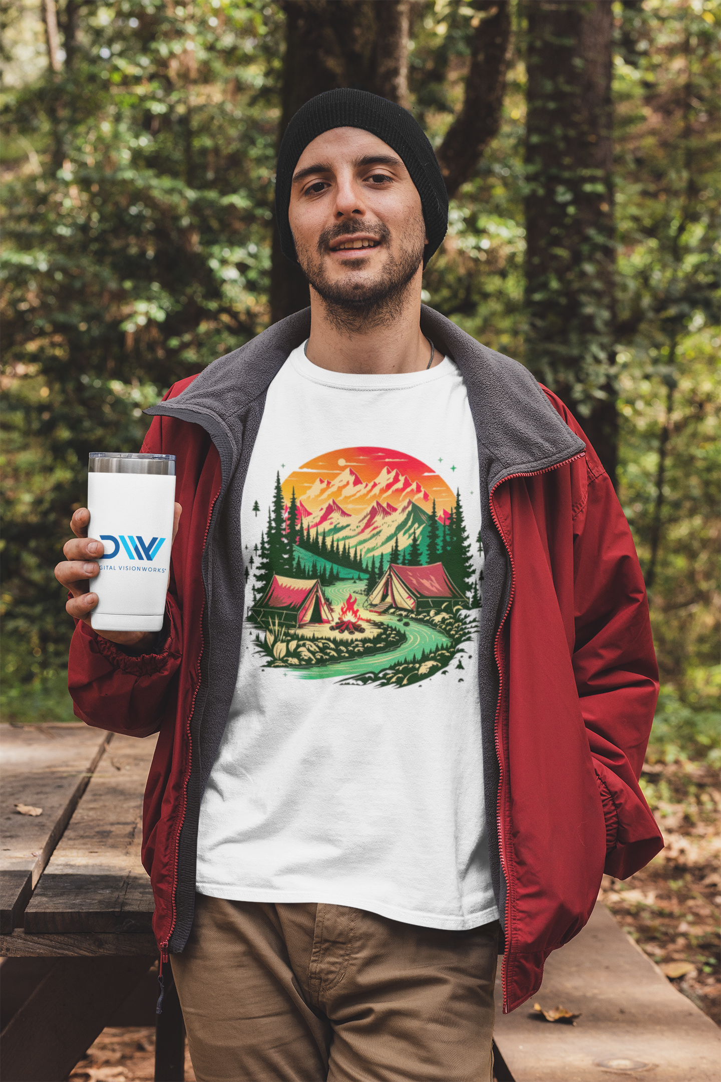 Bonfire Bliss by the River Tee – Embrace the Wilderness
