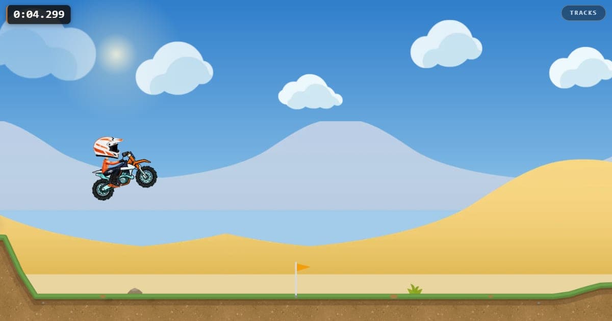 Dirt Bike Dialed The Game rider clearing a jump in the live browser game